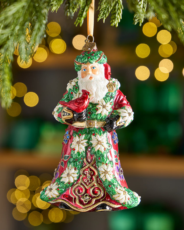 Floral Santa Christmas Ornament